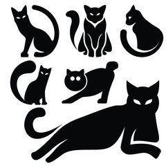 cat silhouette icon logo collections