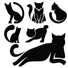 cat silhouette icon logo collections