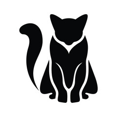 Silhouette black cat icon. Vector logo template