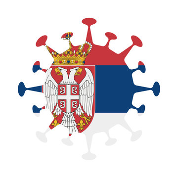 Flag of Serbia in virus shape. Country sign. Vector illustration.
