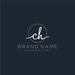 CH Initial handwriting logo vector