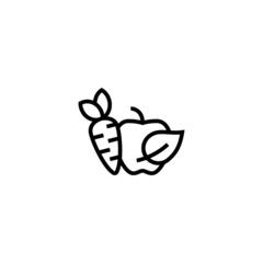Organic food vector icon in linear, outline icon isolated on white background