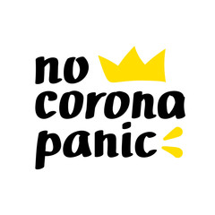 No corona panic lettering poster. Vector illustration.