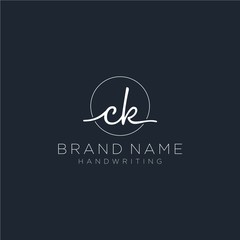 CK Initial handwriting logo vector