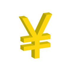paper Yen  icon. Yen  sign 3D isometric vector ICON