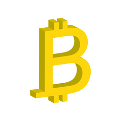  Bitcoin sign. Cryptocurrency symbol. cryptocurrency icon.  Blockchain-based secure cryptocurrency.  3D isometric vector ICON