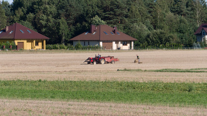 Shrinking fields, houses taking up space for arable fields, the harvest season. Straw cubes.