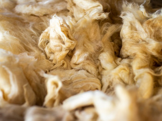 Close up of fiberglass insulation fibres
