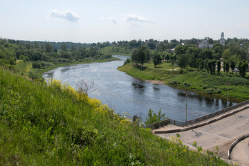 Volga river in Rzhev town. Tver Oblast, Russia.