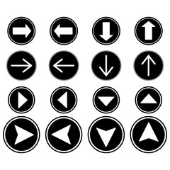 arrows in black circles in different directions isolated on white