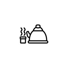Tea ceremony outline vector icon in linear, outline icon isolated on white background