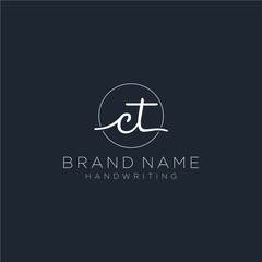 CT Initial handwriting logo vector