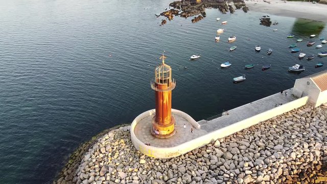 spiral flight over lighthouse