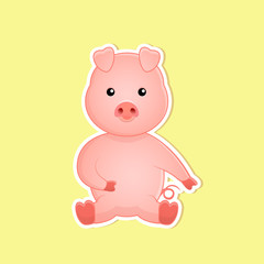 Obraz na płótnie Canvas Cute pig vector illustration sticker design 