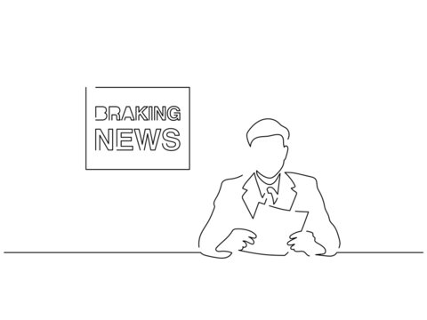 TV journalist isolated line drawing, vector illustration design.