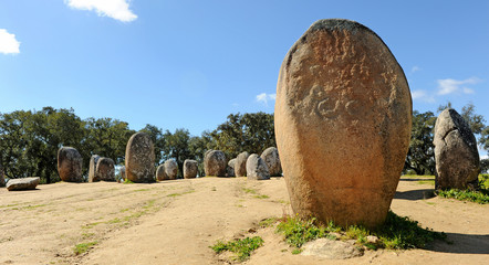 Cromlech of Almendres (Cromeleque dos Almendres) near Evora, Alentejo, Portugal, southern Europe