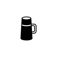 Thermo flask vector icon in black solid flat design icon isolated on white background