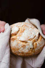 baker kneading dough on the table. Homemade sourdough bread food, recipe ideas