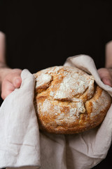 baker kneading dough on the table. Homemade sourdough bread food, recipe ideas