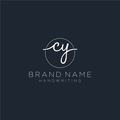 CY Initial handwriting logo vector