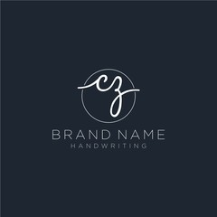 CZ Initial handwriting logo vector