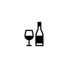 Wine vector icon in black solid flat design icon isolated on white background