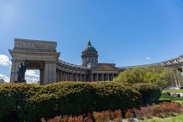 A quiet summer Sunny evening in the Kazan Cathedral in St. Petersburg and lilac bushes.