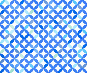 七宝柄 バナー背景（336：280）手描き風・背景白（青系）〔JPG〕