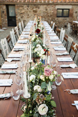 Beautiful flower decoration of the wedding venue and ceremony, details