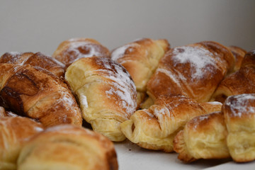 fresh baked croissants with sugar