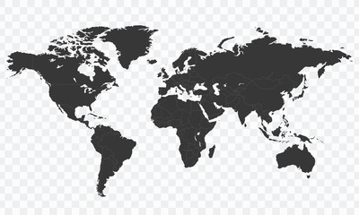 Fototapeta na wymiar World map vector isolated on white background.