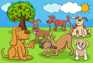 Naklejka premium funny dogs and puppies cartoon characters group