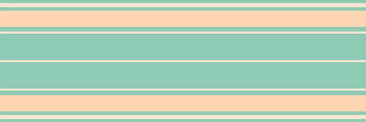 Wall murals Horizontal stripes Vector pastel teal and peach color orange striped seamless border. Horizontal wide and thin stripes banner. Linear geometric design for tropical summer concept edging, trim, ribbon, washi tape, lining