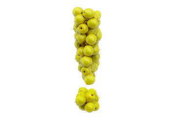 Exclamation mark from yellow apples. 3D rendering