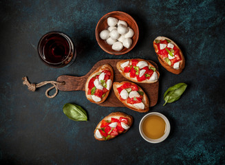 bruschetta with tomatoes and mozzarella