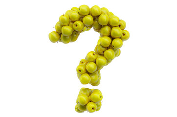 Question mark from yellow apples. 3D rendering