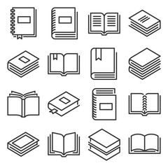 Books Icons Set on White Background. Line Style Vector