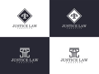 hipster justice law firm logo , injury law logo set collection black white vector