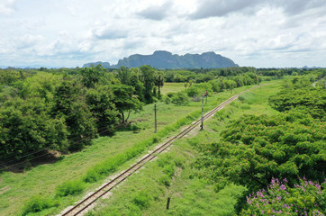 Fototapeta na wymiar Train Track in South Thailand In the green forest