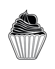 Vector line art cupcake. Sweet logo. Bakery logo. Cupcake symbol.