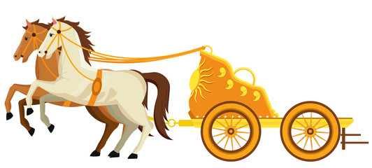 Golden Chariot and 2 Horse Vector illustration, editable source file, artwork for info-graphics,...