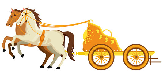 Golden Chariot and 2 Horse Vector illustration, editable source file, artwork for info-graphics, posters, motion-graphics