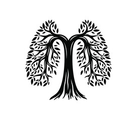 illustration of a leaf tree in the shape of a lung