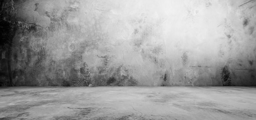 cement floor and wall backgrounds, dark room, interior.