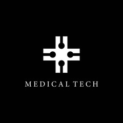 Medical tech logo template vector icon design