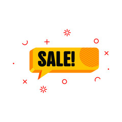 Sale. Banner, speech bubble, poster concept, geometric memphis style with text sale. Icon balloon with quote message sale for banner, poster. Explosion burst design. Vector Illustration