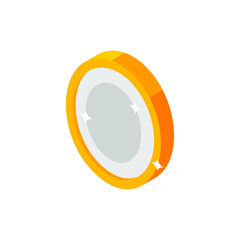 Coin, currency isometric flat icon. 3d vector colorful illustration. Pictogram isolated on white background. Coin icon, vector symbol in flat isometric 3D style.