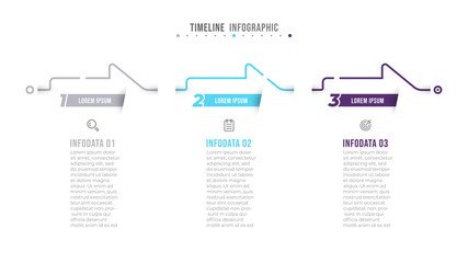 Vector infographic thin line design with arrows process elements and number 3 options or steps. Business concept for presentations, annual report, info graph.