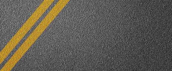 3D Illustration of a road divide with yellow lines pattern and background, textured traffic rules concept.