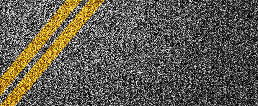 3D Illustration of a road divide with yellow lines pattern and background, textured traffic rules concept.